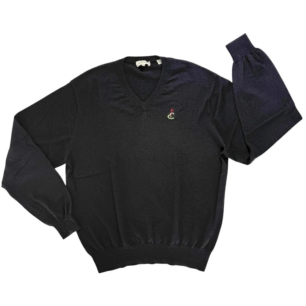 Peter Millar Mens Golf Sweater  XL V-Neck 100% Italian Merino‎ Wool Quiet Luxury